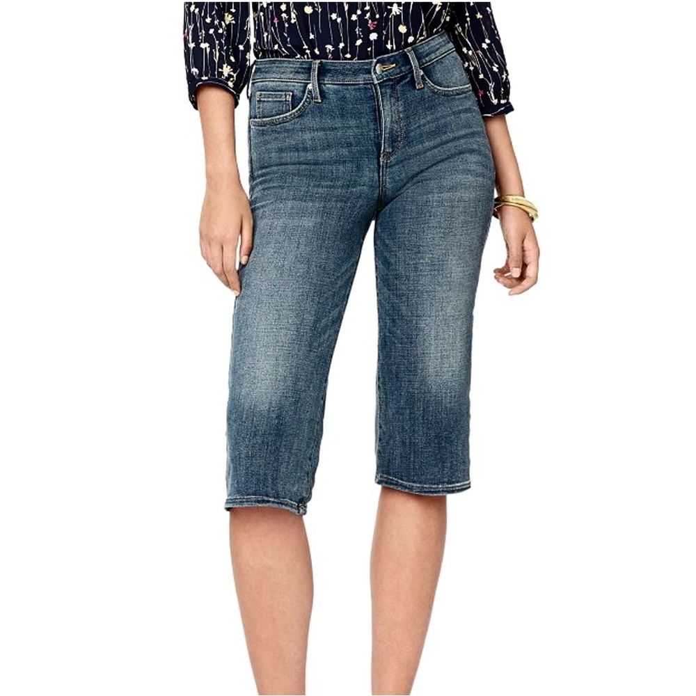 NEW ! $99 NYDJ wide leg cropped capri denim jeans shorts Nordstrom small 4